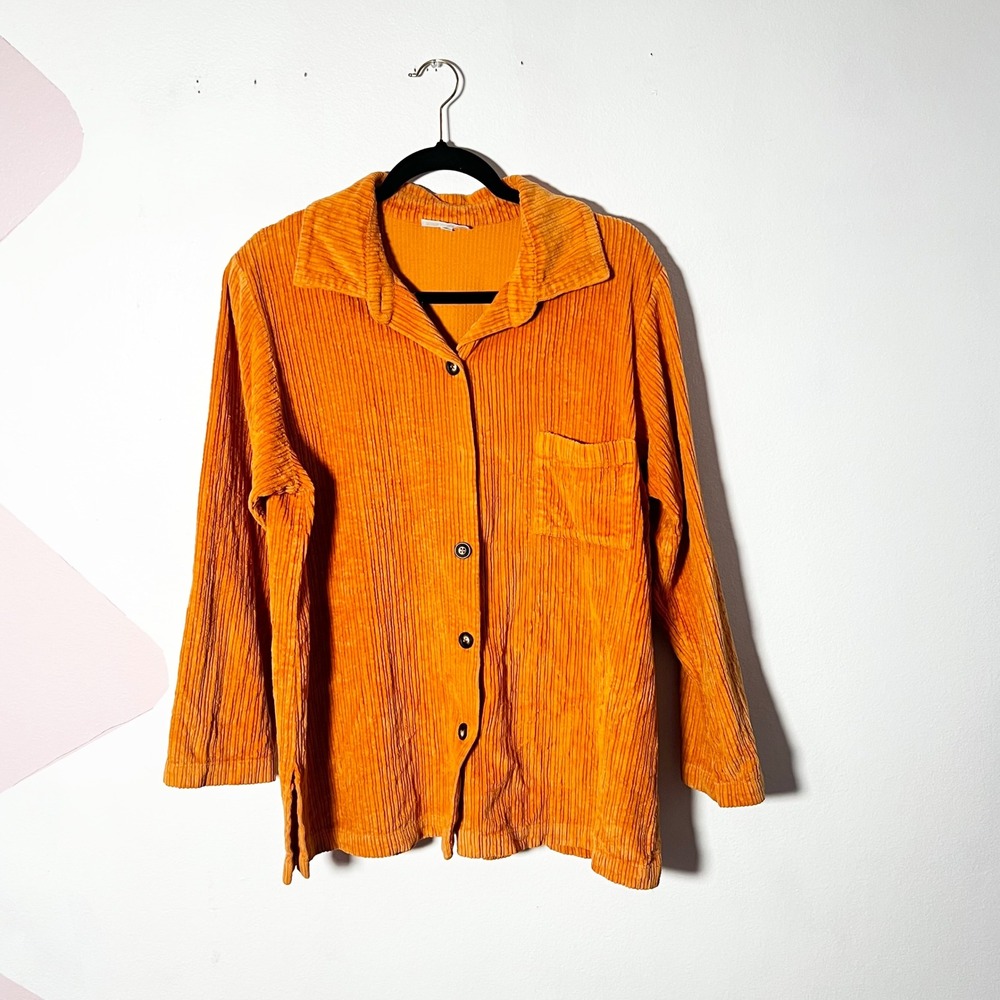 Bryn Walker Corduroy Shirt Jacket Women's Medium Orange 100% Cotton